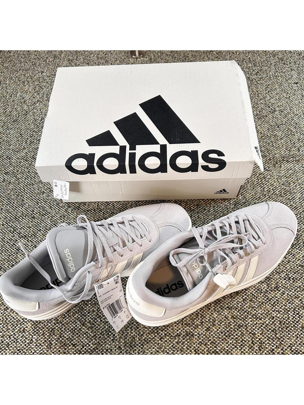 Adidas VL Court Bold Women 11 Grey Suede Platform‎ Skate Shoes IF9784